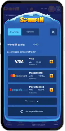 Een storting doen Cash Volt